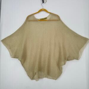 Aida Ley Crochet Poncho Top Womens Gold Gypsy Boho Art to Wear Handmade